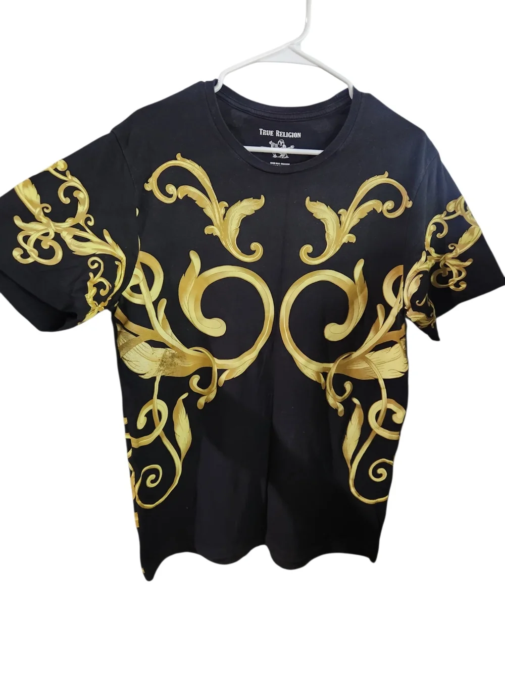 👑 True Religion Luxury Street Tapestry Graphic Tee Y2K Baroque Streetwear